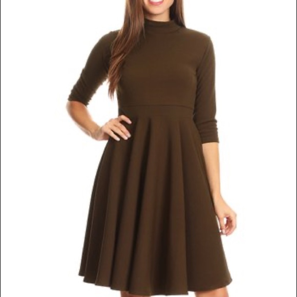 Turtleneck A-line dress